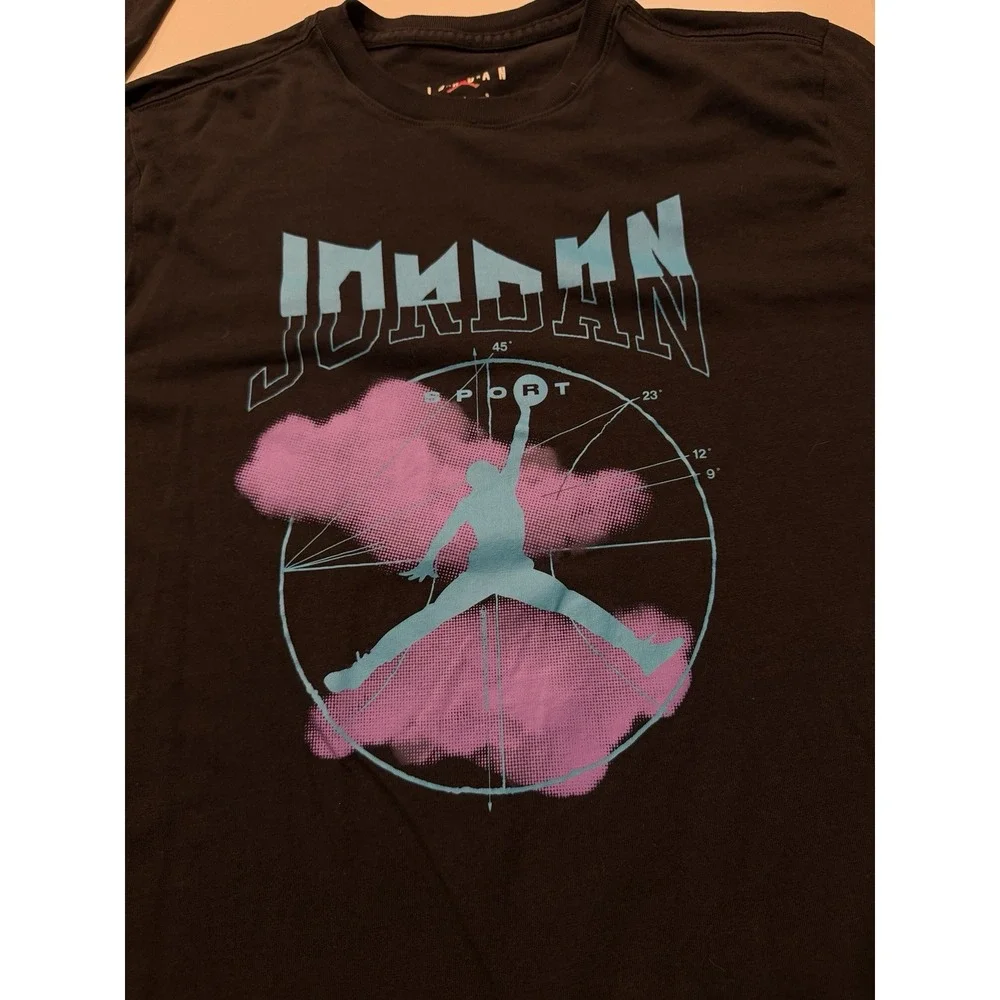 Jordan Sport LS Graphic Tee FD7004-011 Black Purple Aquatone Mens L